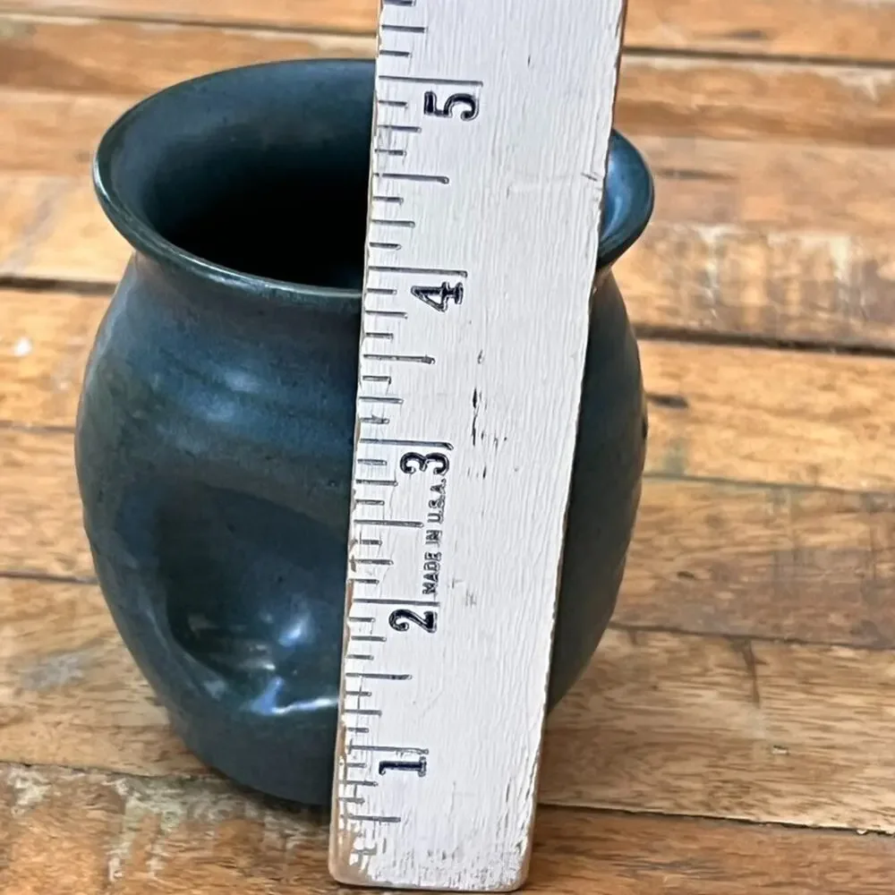 Samuel Calder Studio Art Pottery Sugar Cup Blue Speckled Earthenware Matte